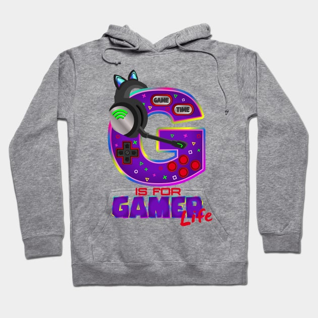 G is for gamer LIFE (girly design) Hoodie by Cheer Tees